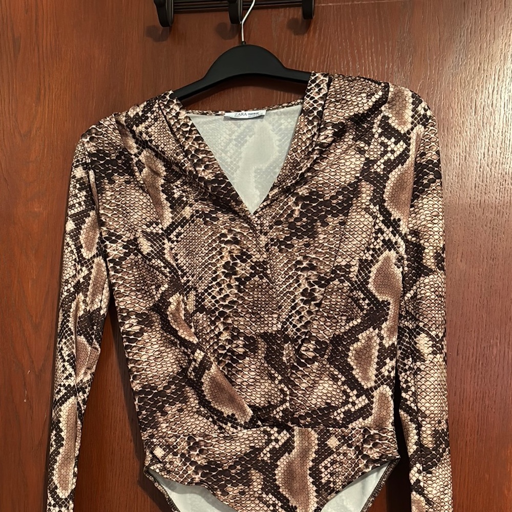 Snakeskin Print Long Sleeve Bodysuit